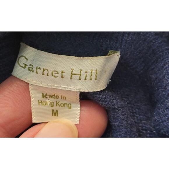 Garnet Hill Cashmere Turtleneck Sweater Navy Womens M Luxe Chic Elegant Romantic - Picture 5 of 9